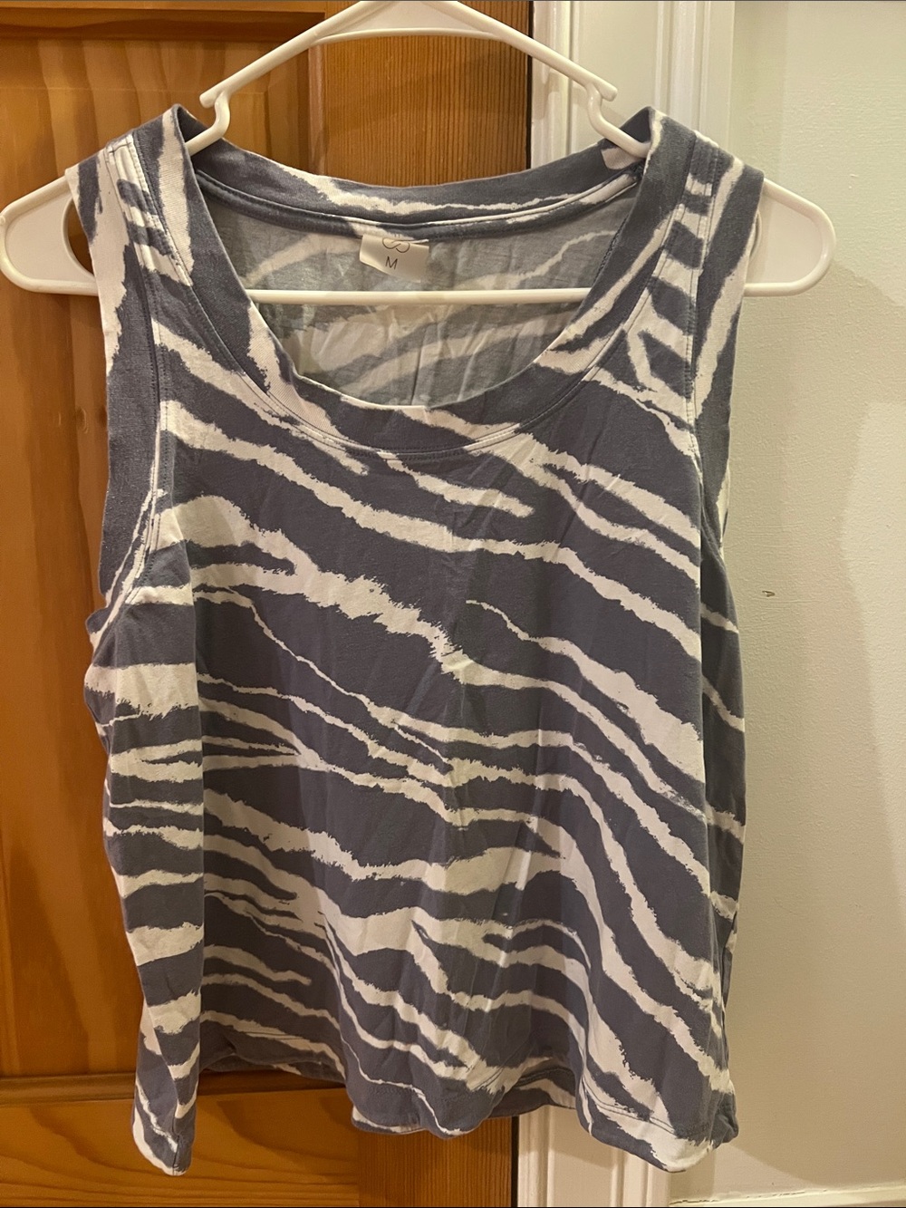 CALIA by Carrie Underwood blue and White Zebra-Striped Sleeveless Tank